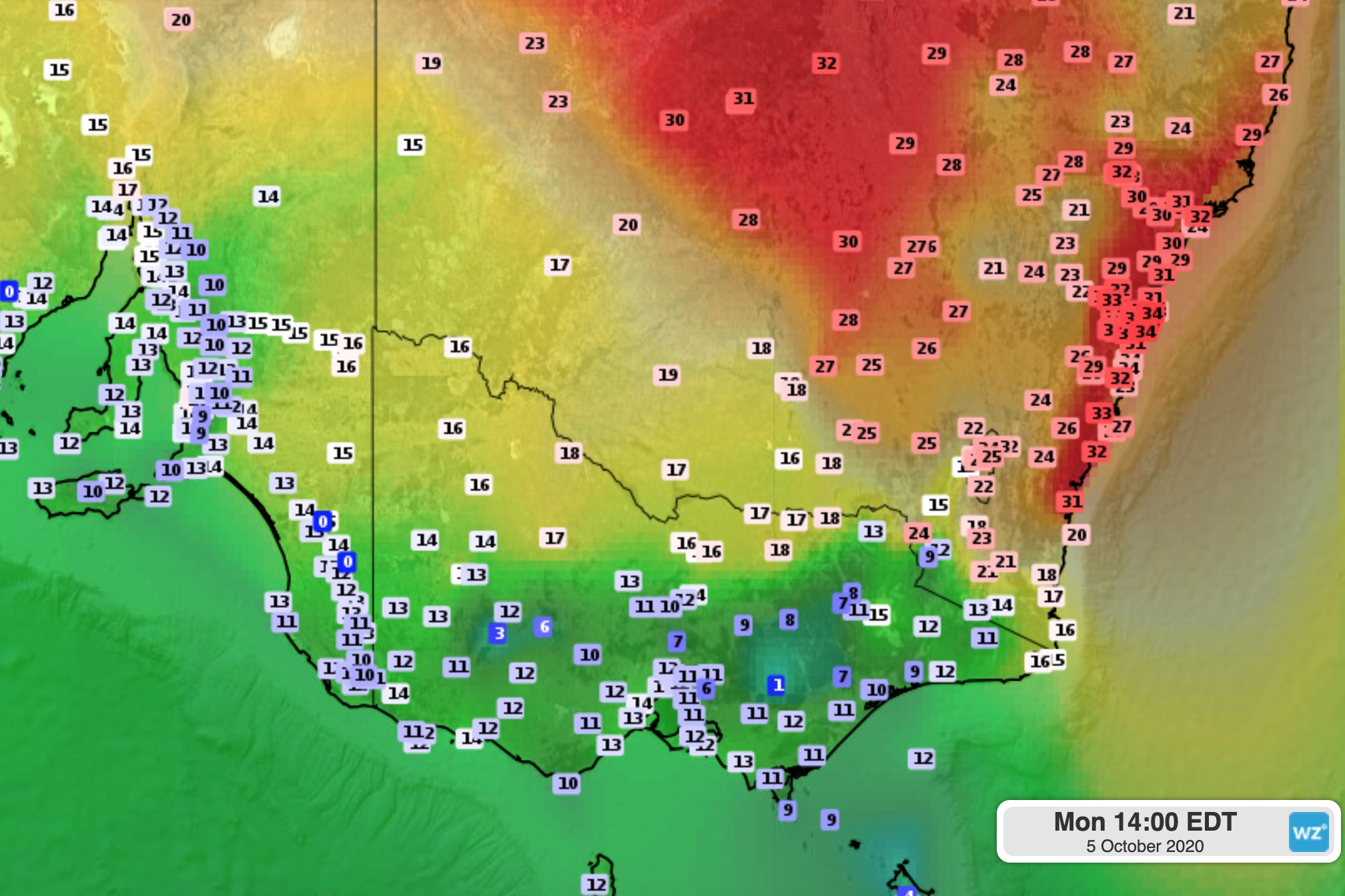 20 degrees difference: Sydney swelters while Melbourne shivers