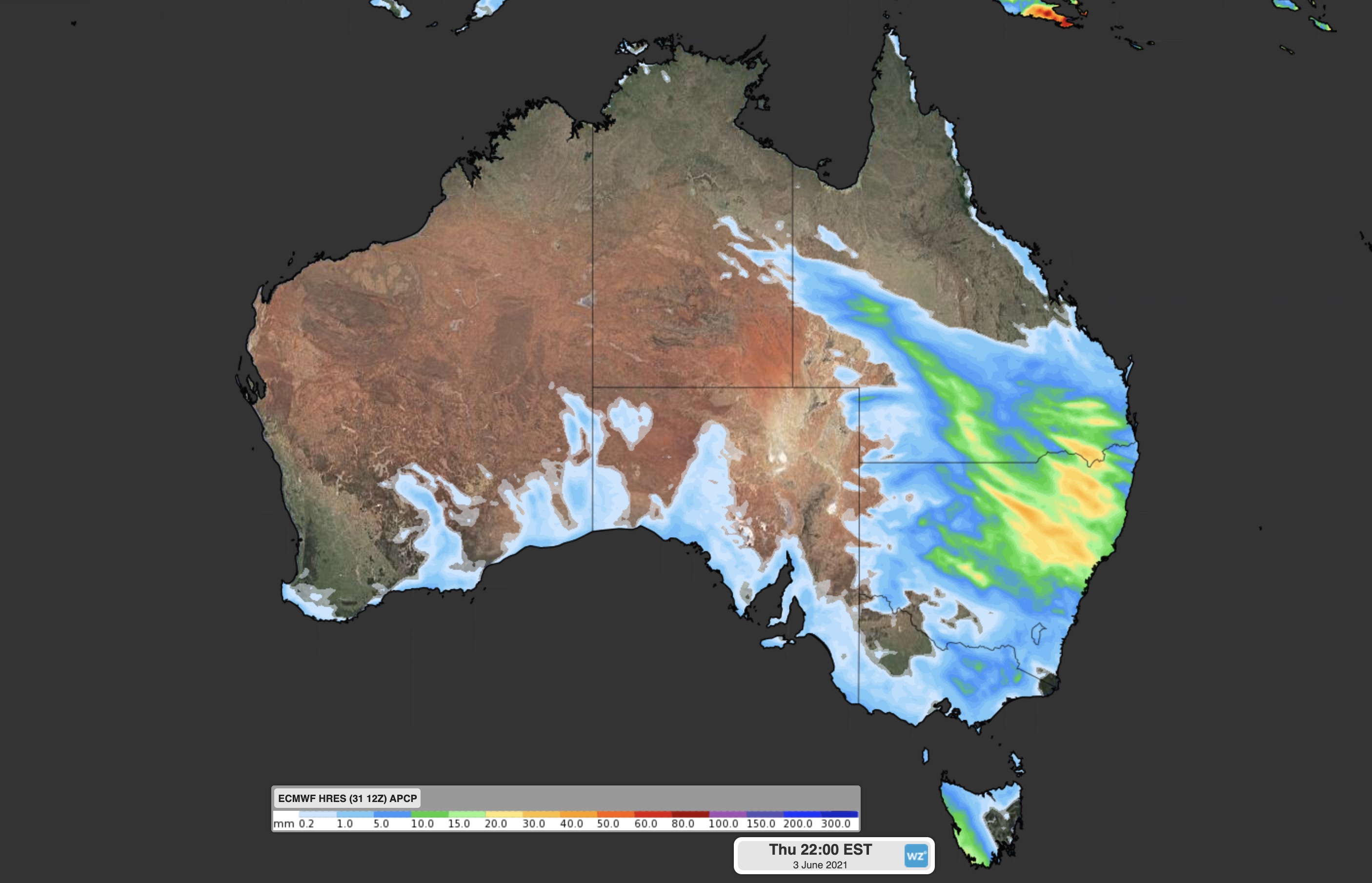 Two days of rain in eastern Australia