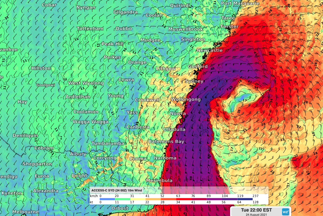 Nasty night of weather ahead for southern half of NSW coast