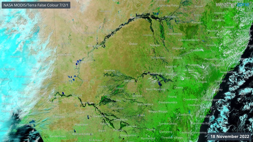 Murray Darling flooding seen from space