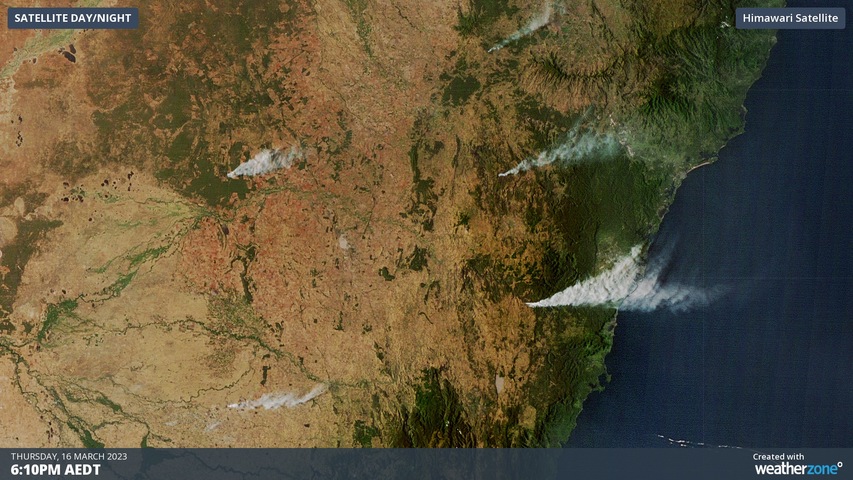 Smoke of five NSW fires seen from space