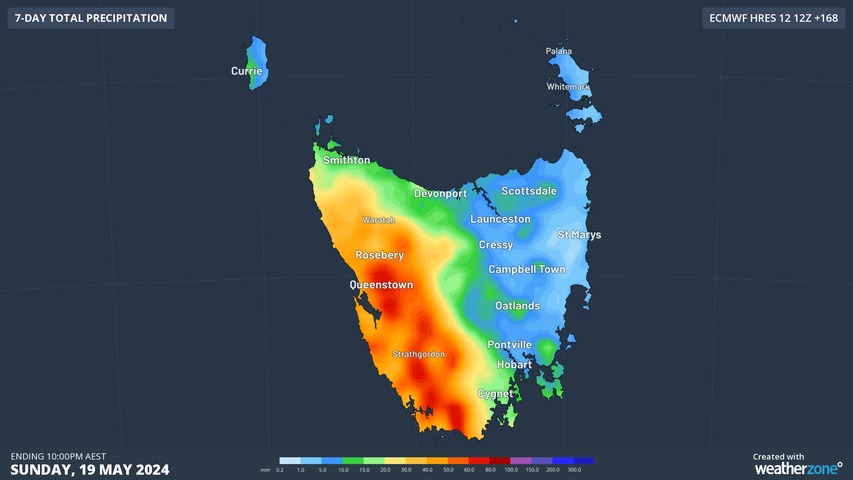 Welcome wet weather in parched western Tasmania this week