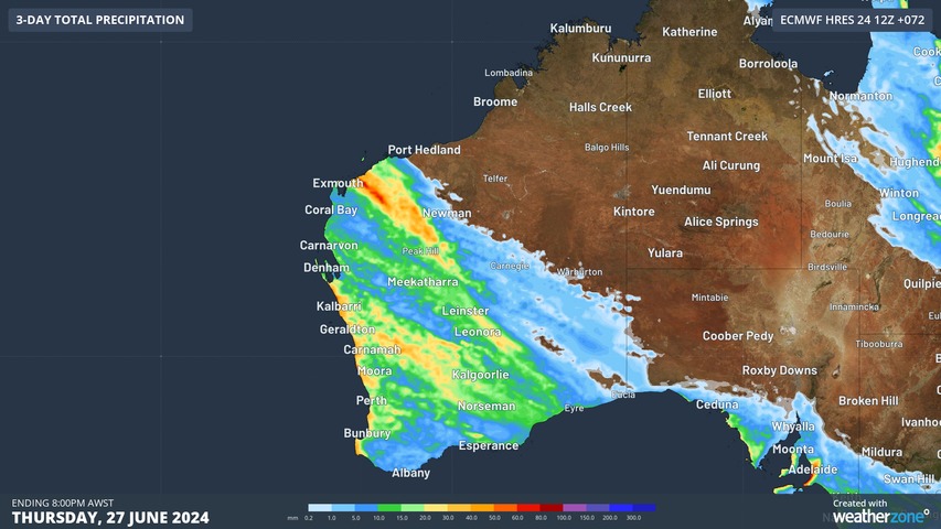 Widespread rain for Western Australia