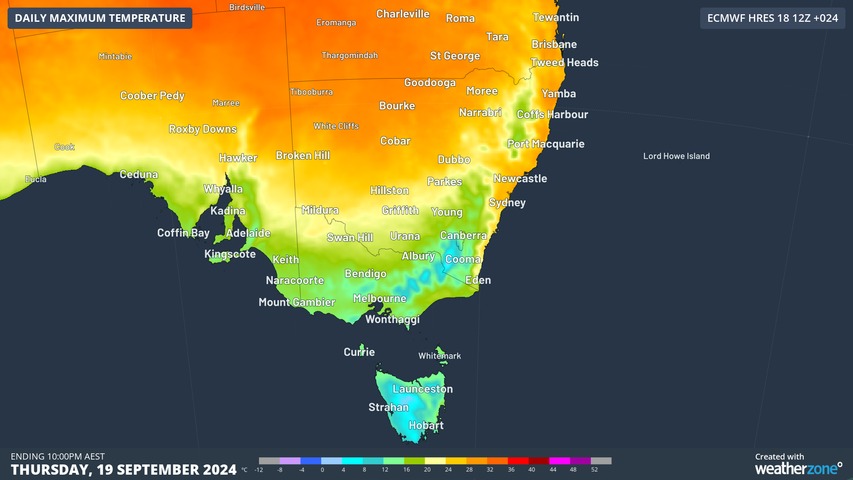 Massive temperature contrasts in SE Australia