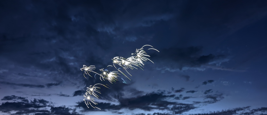 Image: Fireworks over Casuarina Beach, Darwin, July 2022.. Source: A. Miskelly