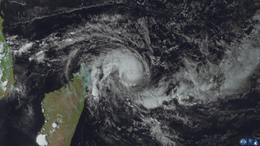 Image: Satellite image of Tropical Storm Dikeledi at 11am UTC on January 10th 2025, 24hrs before becoming a cyclone. Source: Cooperative Institute for Research in the Atmosphere at Colorado State University and the European Organisation for the Exploitation of Meteorological Satellites.