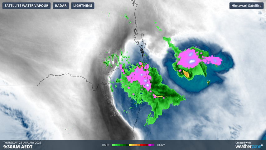 Image: The main storm impacted the northeast corner of NSW and the southern part of the Gold Coast. Source: Weatherzone