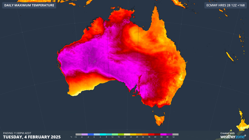 Image: By early next week, Adelaide, then Melbourne, will face top temps in the vicinity of 40°C. Source: Weatherzone