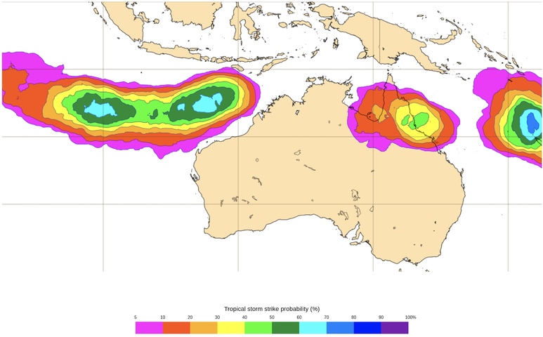 Image: Tropical cyclone risk map for Monday, February 3, 2025. Source: ECMWF.