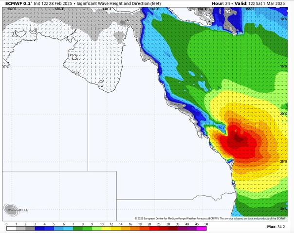 Image: Severe Cyclone Alfred brings Dangerous Swells and High Tides . Source: ECMWF