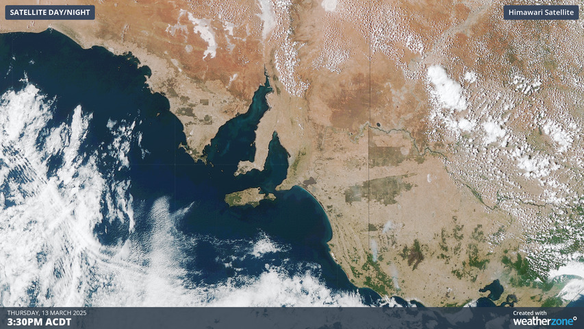 Image: Satellite image showing desperately dry parts of SA, Vic and NSW. Source: Weatherzone