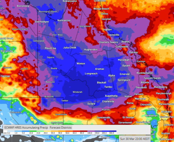 Image: Floodiing rain to spread across interior. Source: Weatherzone