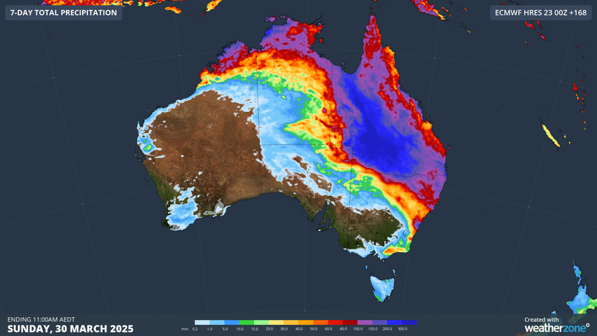 Image: Forecast rain in Australia this week. Source: Weatherzone.